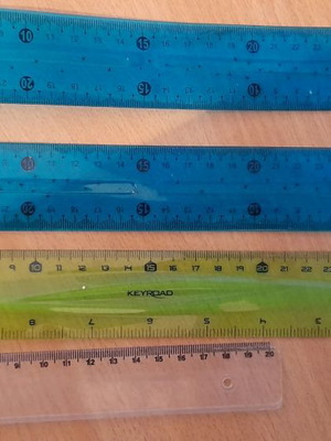 Set of used rulers and protractors