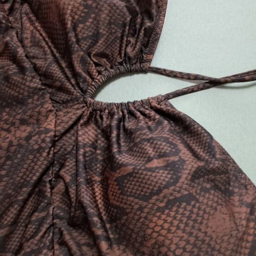 Trendyol women's one-piece swimsuit size 42, black with brown snake print