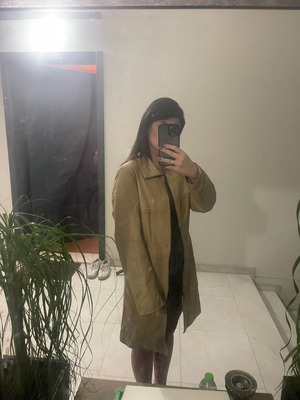 Leather beige coat used, size M 38 10