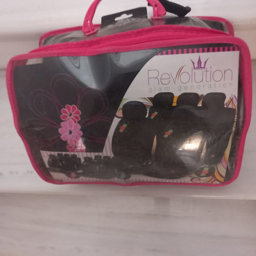 Car seat covers new black with pink designs