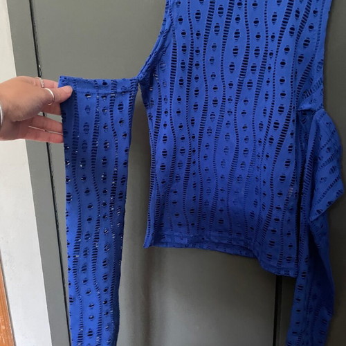 Shein top with off-shoulder design new, blue, size XS