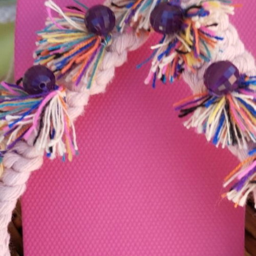 Mitsuko handmade flip flops new, colorful with pearls and shells