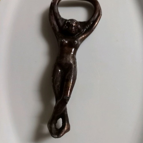 Original antique bottle opener used, height 8 cm