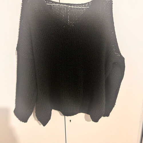 Knitted black blouse one size used with buttons