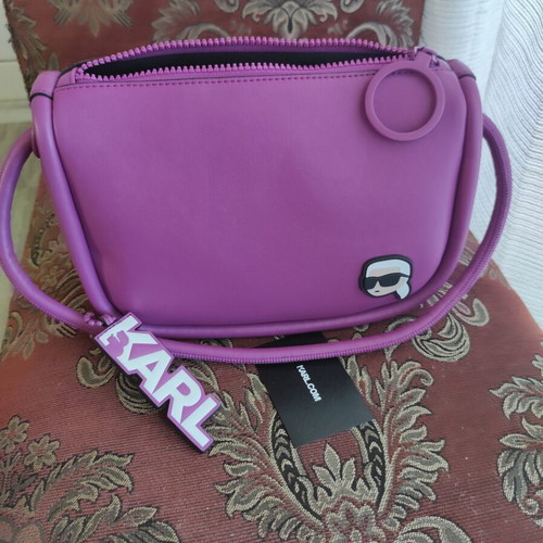 Karl Lagerfeld shoulder bag like new, purple, synthetic leather