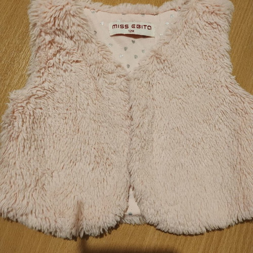 Miss Ebita furry vest pink 12 months like new