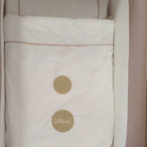 Clic baby cot used, portable 0-6 months, beige
