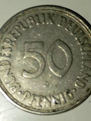Νόμισμα 50 Pfennig μεταχειρισμένο από τη Δυτική Γερμανία 1950