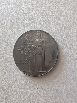 Italy 100 Lire Coin used, 1957