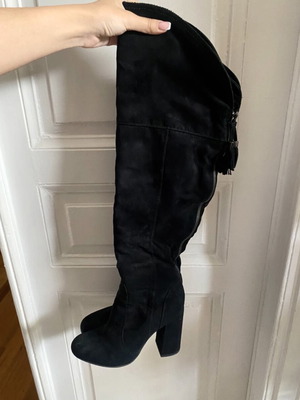 Graceland boots black suede over the knee used, heel 9cm