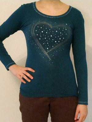 Blue long-sleeve blouse used vintage