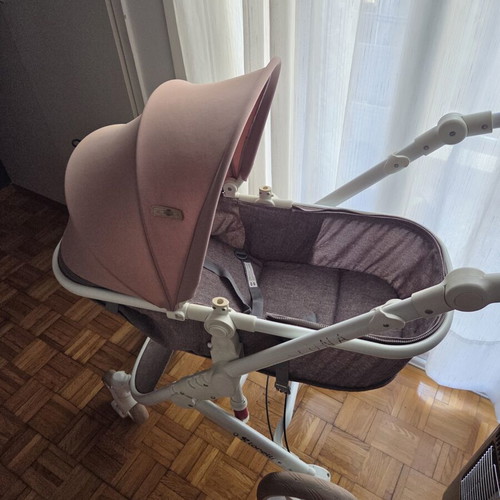 Lorelli Luna 2 in 1 baby stroller beige, convertible bassinet