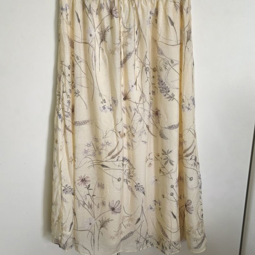 H&M Maxi Floral Skirt with Viscose Size M new, pastel yellow beige