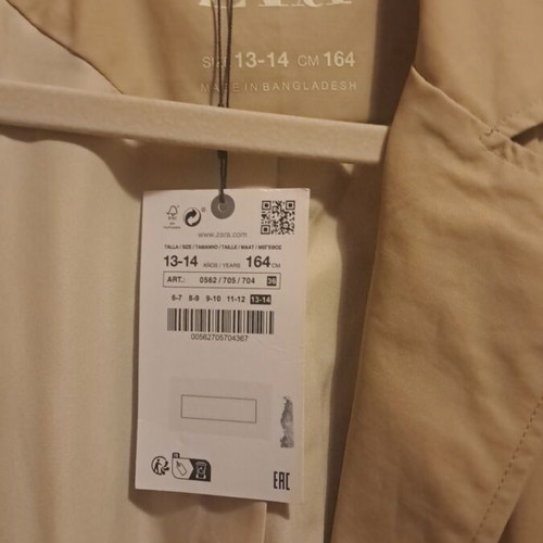 Zara trenchcoat new for girls size 13-14 (164) beige