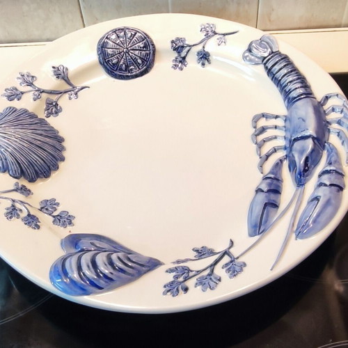 3EFFE Italian ceramic serving platter with sea motifs, like new