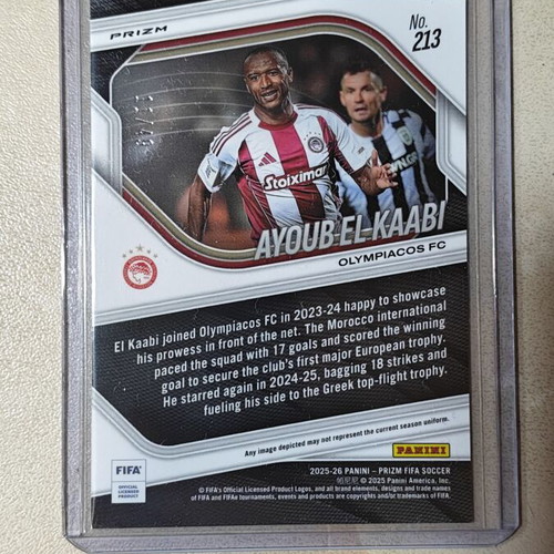 Ayoub El Kaabi Purple Parallel Rookie Card 44/49 Mint Prizm Olympiacos FC