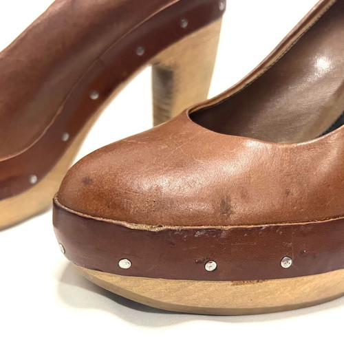 Marni brown leather high heels used, size 39