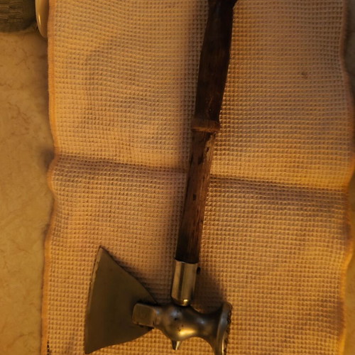 Vintage meat hammer and butcher's axe