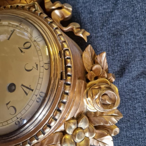 Swedish Wooden Replica Rokoko Wall Clock used