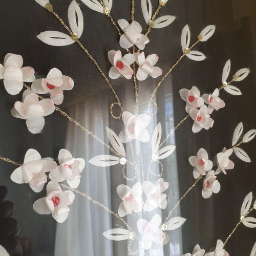 Silk Cocoon Handmade Textile Painting with Wooden Frame