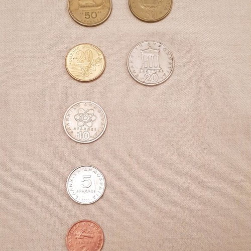 Drachma coin set used with 500 coin for collectors