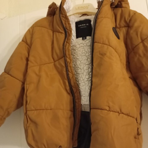 Name It boys jacket like new, brown, fur lined, size 104 cm