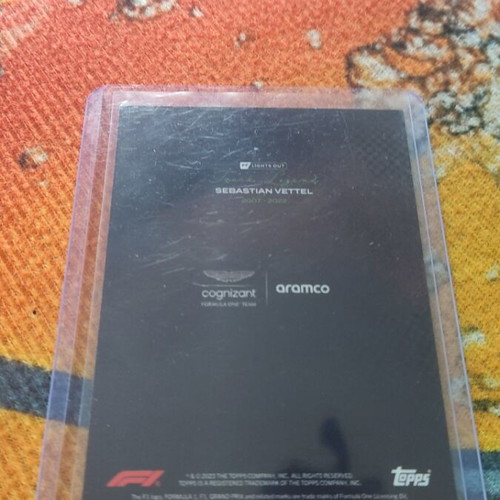 2022 Topps Formula 1 Lights Out Sebastian Vettel Track Legend numbered 43/75 like new