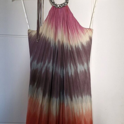 Sky Brand mini dress size M, tie-dye halter neck with crystals