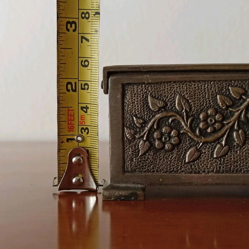 Antique bronze handmade box used, numbered artwork