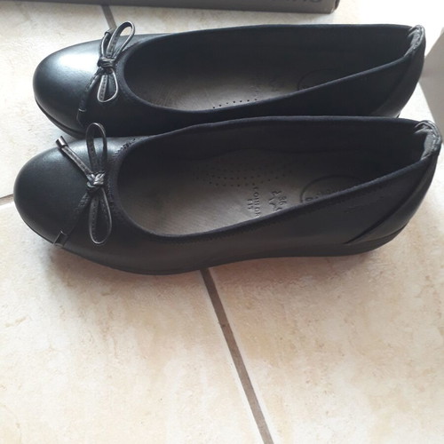 Tamaris Comfort Leather Women's Ballerina Shoes Size 36 Like New Black