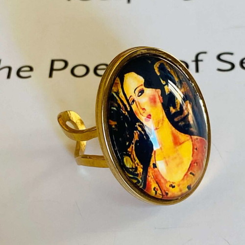 Handmade adjustable ring with Amedeo Modigliani painting