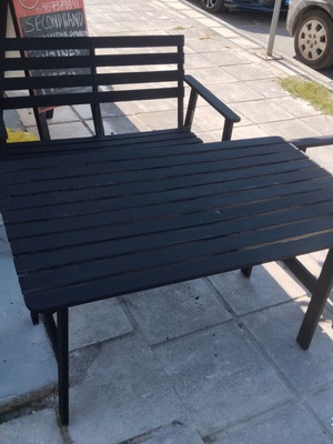 Wooden garden set 2+1 with table used, freshly painted black