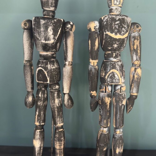 Handmade set of 2 mannequin figures hand-painted vintage style like new