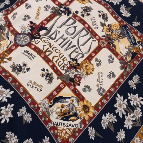 Ports d'Hiver Ski Club silk scarf, multicolor, 80x80 cm