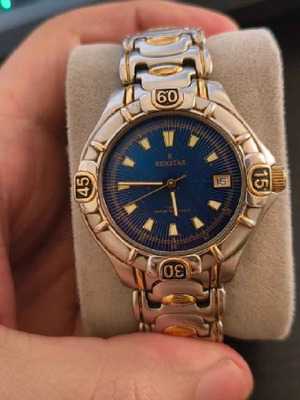 Rexstar Vintage Quartz 34mm ρολόι μεταχειρισμένο, χρυσαφί και ασημί