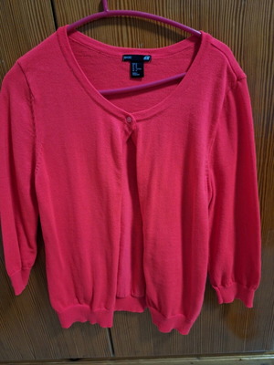 Knitted cardigans used, mustard and coral, H&M, set of 2