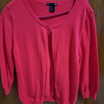 Knitted cardigans used, mustard and coral, H&M, set of 2