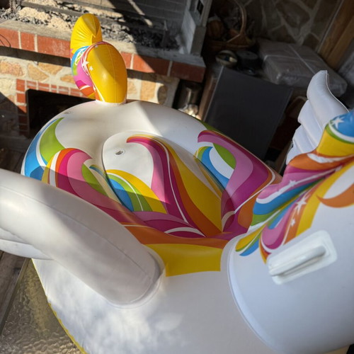 Inflatable Unicorn Pool Float like new, colorful rainbow design