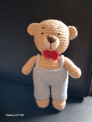 Handmade knitted teddy bear new with keychain