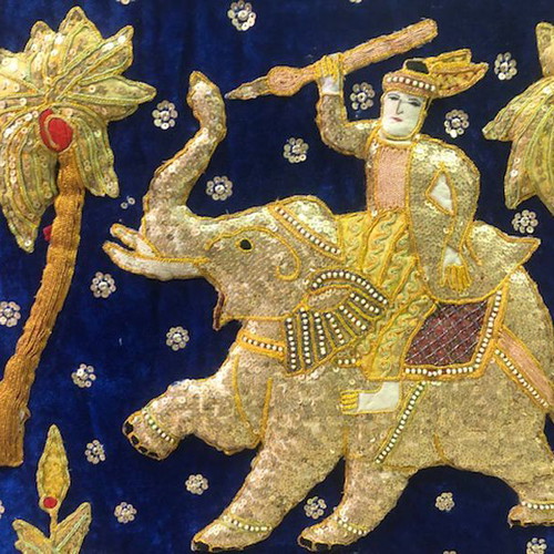 Hand-embroidered Burma with gold thread from Thailand 85x135