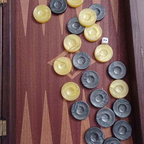 Wooden backgammon new with its pieces