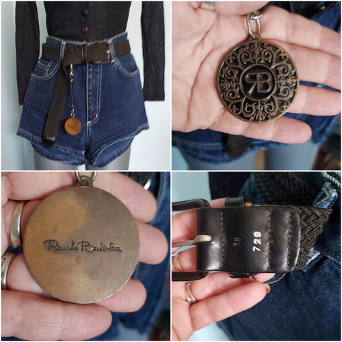Vintage women's set with Pepe denim shorts, Alessa vest and Renato Balestra belt like new