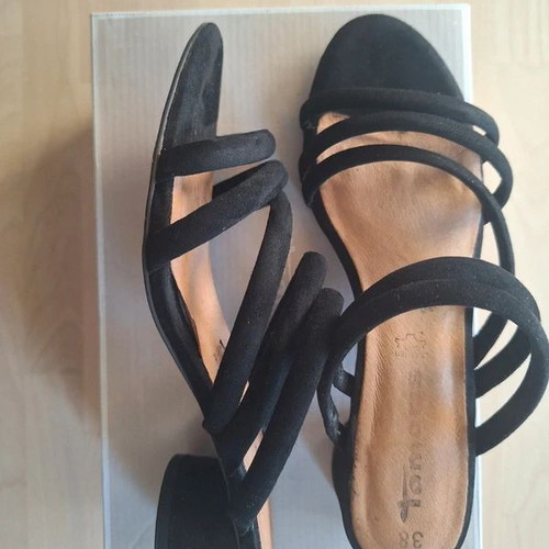 Tamaris black mules sandals like new, size 38
