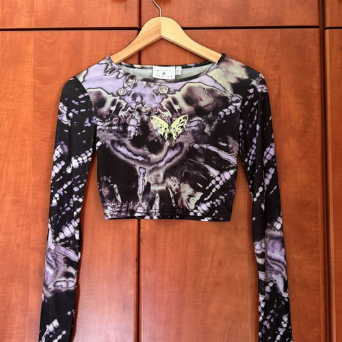 Daisy Street Crop Graphic top, purple multicolor, size S