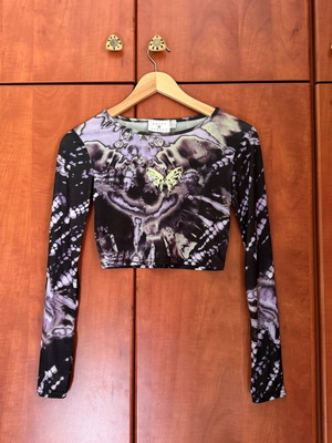 Daisy Street Crop Graphic top, purple multicolor, size S