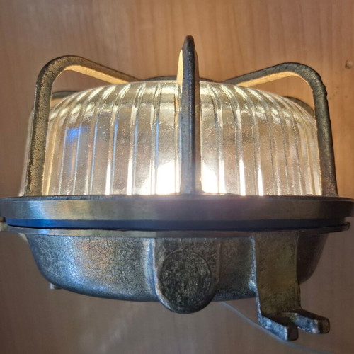 Bronze nautical wall light with glass, vintage, outdoor, Ø20 cm
