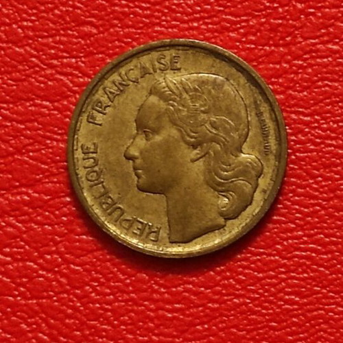 10 Francs France coin 1958 used, copper-aluminum