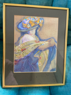 Foil art σε κορνίζα σαν καινούργιο 29x36,5 με ιριδίζοντα χρώματα