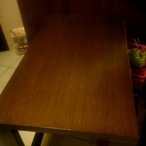 Solid wood office desk used, dark chocolate color