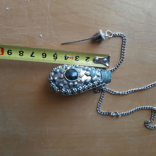 Vintage perfume bottle necklace used with filigree and semiprecious stones